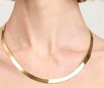 Jewelry Affairs 14k Yellow Solid Gold Imperial Herringbone Chain Necklace, 4.7mm - Image 6