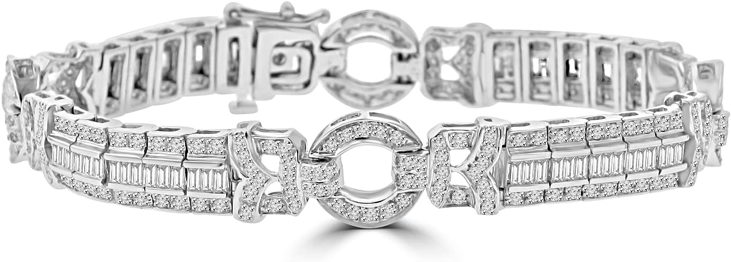 251228020114715_1 Madina Jewelry 7.27 ct Ladies Baguette and Round Cut Diamond Tennis Bracelet In Channel and Pave Setting - Image 1