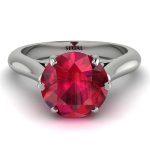 3ct Ruby Engagement Ring White Gold 14K-18K White Gold Ring 3 carat Ruby Engagement Ring Unique Jewelry for Her - June (Natural Ruby) - Image 2