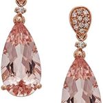 Gin & Grace 14K Rose Gold Genuine Morganite Earrings with Diamonds for women | Ethically, authentically & organically sourced (Pear-cut) shaped Morganite hand-crafted jewelry for her | Morganite Earrings for women