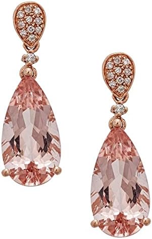 251228020114928_1 Gin & Grace 14K Rose Gold Genuine Morganite Earrings with Diamonds for women | Ethically, authentically & organically sourced (Pear-cut) shaped Morganite hand-crafted jewelry for her | Morganite Earrings for women - Image 1