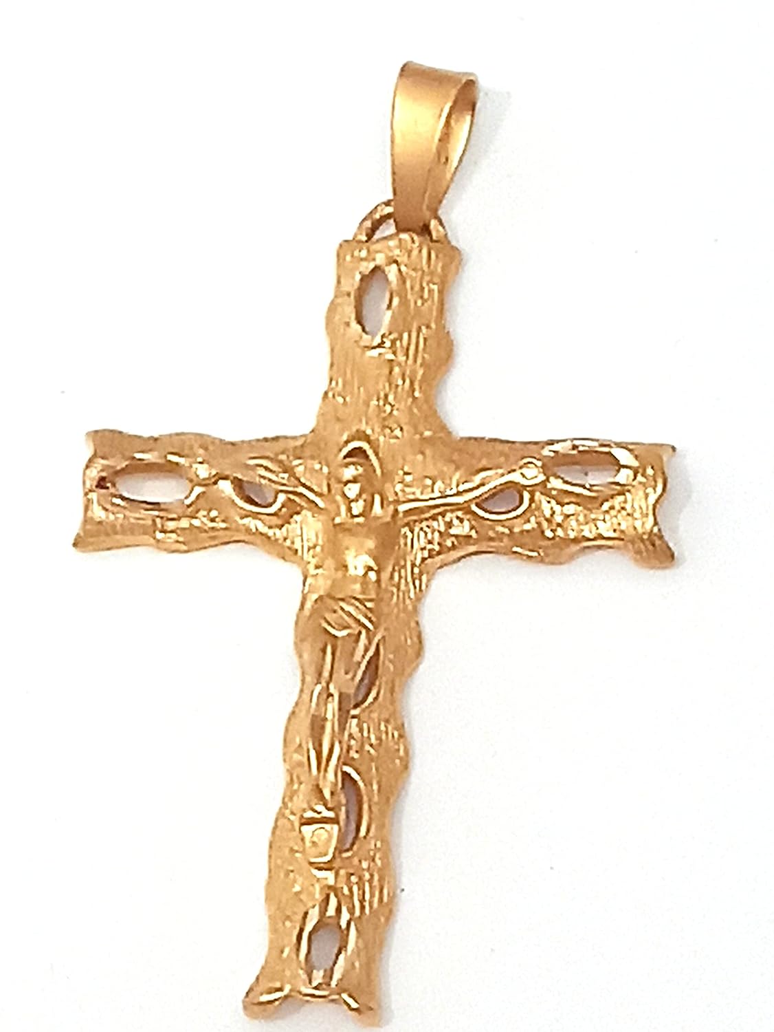 251228020115015_1 18k SOLID GOLD Cross Necklace for women LARGE Cross pendant Luxury Jewelry Charms HANDMADE Cross Pendant Designer Jewelry for Christian Women Religious UNIQUE gift for women 18kt Gold Jesus Pendant - Image 1