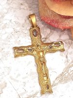 18k SOLID GOLD Cross Necklace for women LARGE Cross pendant Luxury Jewelry Charms HANDMADE Cross Pendant Designer Jewelry for Christian Women Religious UNIQUE gift for women 18kt Gold Jesus Pendant - Image 4