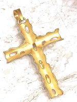 18k SOLID GOLD Cross Necklace for women LARGE Cross pendant Luxury Jewelry Charms HANDMADE Cross Pendant Designer Jewelry for Christian Women Religious UNIQUE gift for women 18kt Gold Jesus Pendant - Image 5