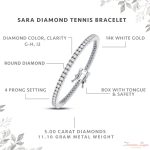 Femme Luxe Sara Diamond Tennis Bracelet for Women (5.00 Carats, G-H Color, I2 Clarity), 14K Gold, with Gift Box, Giftable Jewelry - Image 4