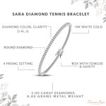Femme Luxe Sara Diamond Tennis Bracelet for Women (2.00 Carats, G-H Color, I2 Clarity), 14K White or Yellow Gold, with Gift Box, Giftable Jewelry - Image 3