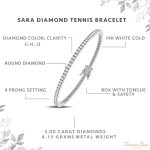 Femme Luxe Sara Diamond Tennis Bracelet for Women (3.00 Carats, G-H Color, I2 Clarity), 14K Yellow or White Gold, with Gift Box, Giftable Jewelry - Image 4