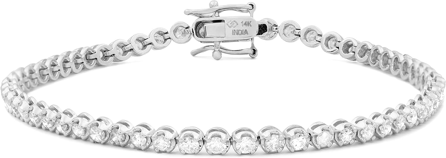 251228020115389_1 Femme Luxe Emma Diamond Tennis Bracelet (2 ct. t.w.) In 14K White Gold, G-H Color, I2 Clarity Giftable Jewelry - Image 1