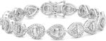 Femme Luxe Pear Shaped Halo Diamond Tennis Bracelet (2.75 Carats, G-H Color, I2-I3 Clarity), 14K White Gold, Giftable Jewelry