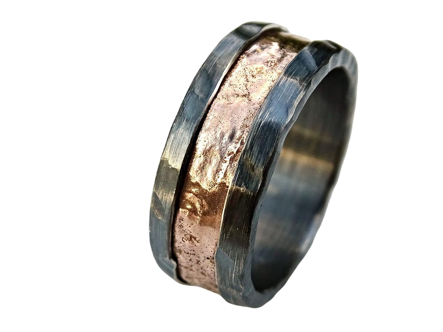 251228020115697_1 viking wedding ring rose gold, mens wedding band viking gold ring mens engagement ring, molten gold silver ring for men, unique mens gift - Image 1