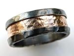 viking wedding ring rose gold, mens wedding band viking gold ring mens engagement ring, molten gold silver ring for men, unique mens gift - Image 2