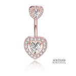 0.5CT-1.0CT GIA H-VS1 Lovely Heart Shaped Diamond Belly Button Ring, Halo Navel Ring, Luxury Body Jewelry, Piercing, Sexy Jewelry, 3 Gold Colors Available, Wholesale Available - Image 2