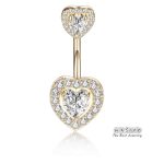 0.5CT-1.0CT GIA H-VS1 Lovely Heart Shaped Diamond Belly Button Ring, Halo Navel Ring, Luxury Body Jewelry, Piercing, Sexy Jewelry, 3 Gold Colors Available, Wholesale Available - Image 3