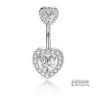0.5CT-1.0CT GIA H-VS1 Lovely Heart Shaped Diamond Belly Button Ring, Halo Navel Ring, Luxury Body Jewelry, Piercing, Sexy Jewelry, 3 Gold Colors Available, Wholesale Available - Image 4