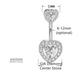0.5CT-1.0CT GIA H-VS1 Lovely Heart Shaped Diamond Belly Button Ring, Halo Navel Ring, Luxury Body Jewelry, Piercing, Sexy Jewelry, 3 Gold Colors Available, Wholesale Available - Image 5