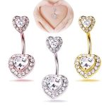 0.5CT-1.0CT GIA H-VS1 Lovely Heart Shaped Diamond Belly Button Ring, Halo Navel Ring, Luxury Body Jewelry, Piercing, Sexy Jewelry, 3 Gold Colors Available, Wholesale Available - Image 6