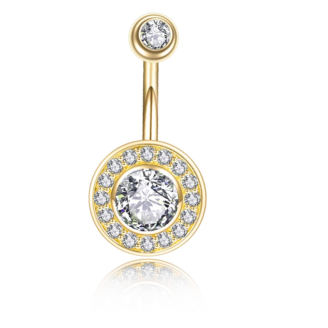251228020115897_1 0.5CT-1.0CT GIA H-VS1 Round Shaped Diamond Belly Button Ring, Halo Navel Ring, Luxury Body Jewelry, Piercing, Sexy Jewelry, 3 Gold Colors Available, Wholesale Available - Image 1
