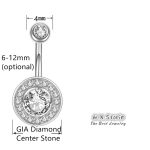 0.5CT-1.0CT GIA H-VS1 Round Shaped Diamond Belly Button Ring, Halo Navel Ring, Luxury Body Jewelry, Piercing, Sexy Jewelry, 3 Gold Colors Available, Wholesale Available - Image 4