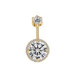 0.5CT-1.0CT GIA H-VS1 Round Shaped Diamond Belly Button Ring, Navel Ring, Luxury Body Jewelry, Piercing, Sexy Jewelry, 3 Gold Colors Available, Wholesale Available