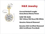 0.5CT-1.0CT GIA H-VS1 Round Shaped Diamond Belly Button Ring, Navel Ring, Luxury Body Jewelry, Piercing, Sexy Jewelry, 3 Gold Colors Available, Wholesale Available - Image 5