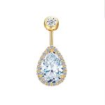 0.5CT-1.0CT GIA H-VS1 Pear Shaped Diamond Belly Button Ring, Navel Ring, Luxury Body Jewelry, Piercing, Sexy Jewelry, 3 Gold Colors Available, Wholesale Available