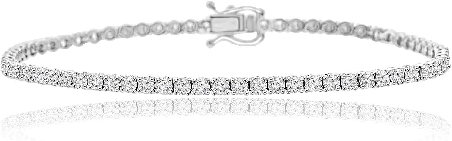 251228020116180_1 Madina Jewelry 2.71 ct Ladies Round Cut Diamond Tennis Bracelet in 14 kt White Gold - Image 1