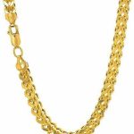 14k REAL Yellow Gold 4.4mm Shiny Diamond-Cut Square Franco Chain Necklace Or Bracelet for Pendants and Charms with Lobster-Claw Clasp (22" or 24 inch) Mens Solid Franco Chains Jewelry