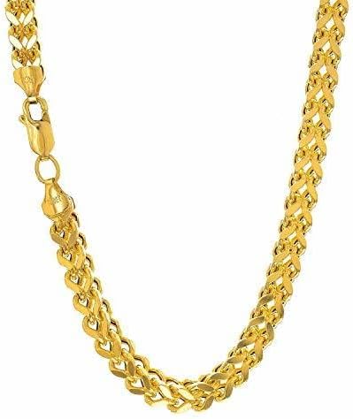 251228020116457_1 14k REAL Yellow Gold 4.4mm Shiny Diamond-Cut Square Franco Chain Necklace Or Bracelet for Pendants and Charms with Lobster-Claw Clasp (22" or 24 inch) Mens Solid Franco Chains Jewelry - Image 1