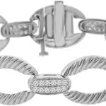 Madina Jewelry 1.08 ct Ladies Round Cut Diamond Designer Bracelet in 14 kt White Gold