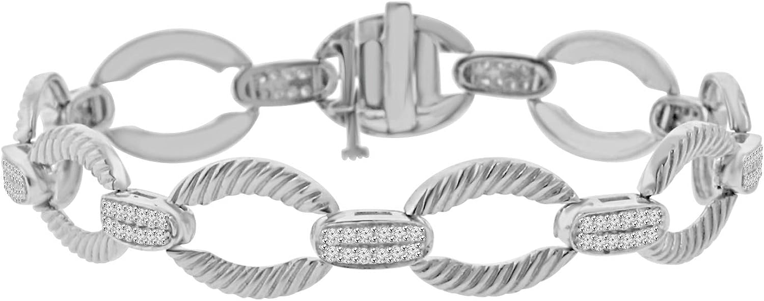 251228020116727_1 Madina Jewelry 1.08 ct Ladies Round Cut Diamond Designer Bracelet in 14 kt White Gold - Image 1