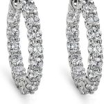 Madina Jewelry 2.00 ct Round Cut Diamond Hoop Huggie Earrings in 14 white Gold