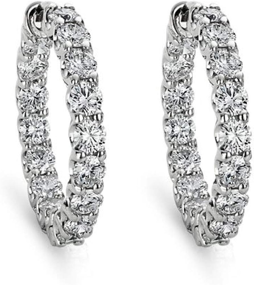 251228020116825_1 Madina Jewelry 2.00 ct Round Cut Diamond Hoop Huggie Earrings in 14 white Gold - Image 1