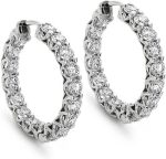 Madina Jewelry 2.00 ct Round Cut Diamond Hoop Huggie Earrings in 14 white Gold - Image 2