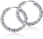 Madina Jewelry 2.00 ct Round Cut Diamond Hoop Huggie Earrings in 14 white Gold - Image 4