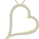 Madina Jewelry 1.39 ct Round Cut Diamond Heart Shape Pendant Necklace (G Color SI-1 Clarity) in 14 kt Yellow Gold