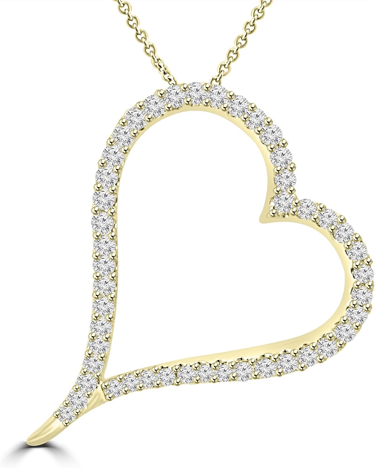 251228020117021_1 Madina Jewelry 1.39 ct Round Cut Diamond Heart Shape Pendant Necklace (G Color SI-1 Clarity) in 14 kt Yellow Gold - Image 1