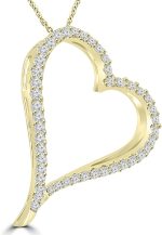 Madina Jewelry 1.39 ct Round Cut Diamond Heart Shape Pendant Necklace (G Color SI-1 Clarity) in 14 kt Yellow Gold - Image 2