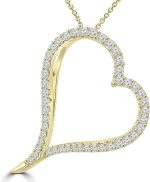 Madina Jewelry 1.39 ct Round Cut Diamond Heart Shape Pendant Necklace (G Color SI-1 Clarity) in 14 kt Yellow Gold - Image 3