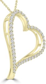 Madina Jewelry 1.39 ct Round Cut Diamond Heart Shape Pendant Necklace (G Color SI-1 Clarity) in 14 kt Yellow Gold - Image 4