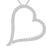 Madina Jewelry 1.39 ct Round Cut Diamond Heart Shape Pendant Necklace (G Color SI-1 Clarity) in 14 kt White Gold