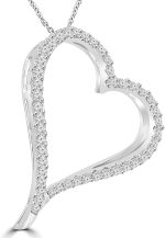 Madina Jewelry 1.39 ct Round Cut Diamond Heart Shape Pendant Necklace (G Color SI-1 Clarity) in 14 kt White Gold - Image 2