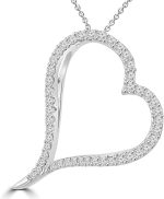 Madina Jewelry 1.39 ct Round Cut Diamond Heart Shape Pendant Necklace (G Color SI-1 Clarity) in 14 kt White Gold - Image 3