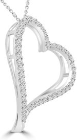 Madina Jewelry 1.39 ct Round Cut Diamond Heart Shape Pendant Necklace (G Color SI-1 Clarity) in 14 kt White Gold - Image 4