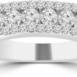 Madina Jewelry 1.16 ct Ladies Three Row Round Cut Diamond Wedding Band (Color G Clarity SI-1) in 18 kt White Gold