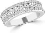 Madina Jewelry 1.16 ct Ladies Three Row Round Cut Diamond Wedding Band (Color G Clarity SI-1) in 18 kt White Gold - Image 2
