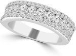 Madina Jewelry 1.16 ct Ladies Three Row Round Cut Diamond Wedding Band (Color G Clarity SI-1) in 18 kt White Gold - Image 3
