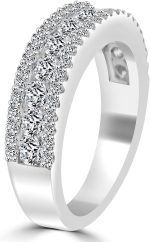 Madina Jewelry 1.16 ct Ladies Three Row Round Cut Diamond Wedding Band (Color G Clarity SI-1) in 18 kt White Gold - Image 4
