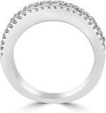 Madina Jewelry 1.16 ct Ladies Three Row Round Cut Diamond Wedding Band (Color G Clarity SI-1) in 18 kt White Gold - Image 5