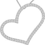 Madina Jewelry 1.53 ct Round Cut Diamond Heart Shape Pendant Necklace (G Color SI-1 Clarity) in 14 kt White Gold