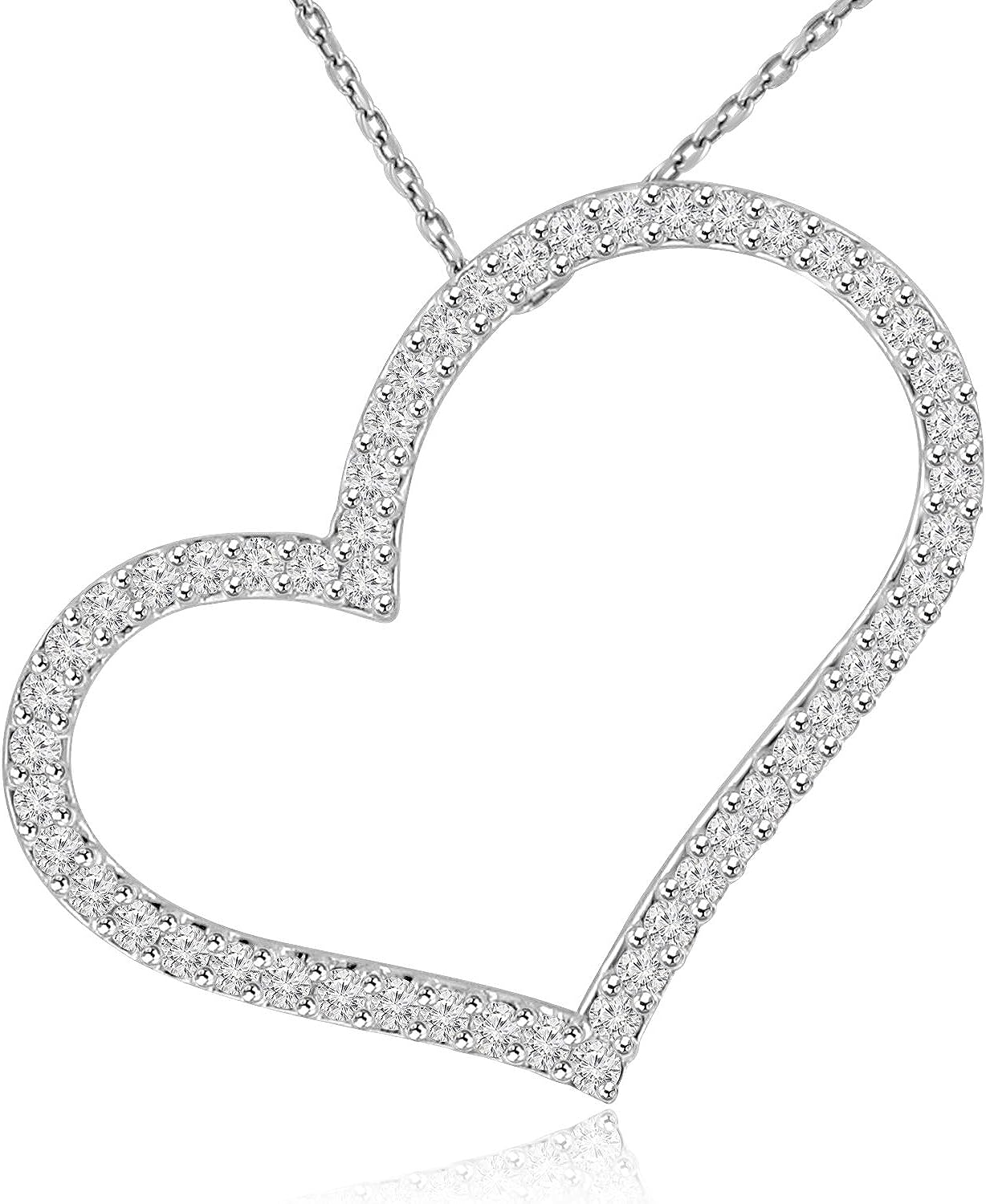 251228020117375_1 Madina Jewelry 1.53 ct Round Cut Diamond Heart Shape Pendant Necklace (G Color SI-1 Clarity) in 14 kt White Gold - Image 1